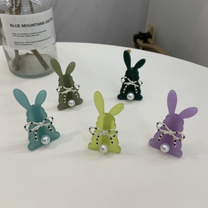 Graziosa Molletta per Capelli in Acetato a Forma di Coniglio Con Fiocco a Pois e Perla Artificial Sintetica Accessori per Capelli Donna Ragazza