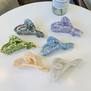 Korean Style Acetate Heart Hair Claw Marble Pattern Large Hair Clip For Women Elegant Acid Acrylic Hair Grip Accessories