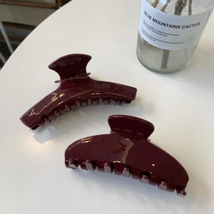 Pince à Cheveux Élégante en Acétate Grande Bordeaux Brillant Pince Crabe Accessoires de Cheveux de Mode pour Femmes Filles