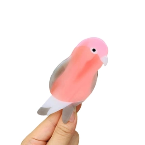 Pince à cheveux oiseau en acétate rose et gris pour une coiffure tendance style dopamine
