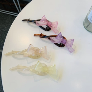 Élégante Pince à Cheveux Nœud Papillon Couleur Bonbon Banane en Résine Gelée Accessoires Cheveux Mode Rétro Femme