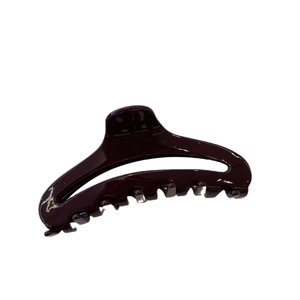 Elegant deep burgundy acetate hair claw clip with glossy finish for high ponytail styling