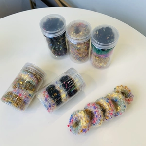 Süße Damen Mädchen Strick Pompons Haargummis Süßigkeiten Farbe Hoch Elastische Haarbänder Plüsch Scrunchies In Dose Zubehör