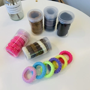 Chouchous Élastiques Couleur Bonbon pour Femmes Filles Avec Pot de Rangement Chouchous Épais en Peluche Tricotée avec Nœud