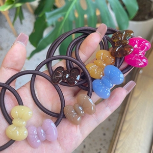Zoete Jelly Kleur Strik Haarelastiekje Hoge Elasticiteit Hars Acetaat Scrunchie Voor Dames Meisjes Dagelijkse Haaraccessoires