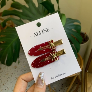 Barrettes à cheveux à pois et nœuds rouge bordeaux pour accessoires de coiffure femme