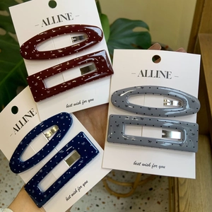 Barrettes Cheveux en Résine Acrylique Style Preppy Ovales Et Rectangulaires Motif Pois Nœud Accessoire Cheveux Femme