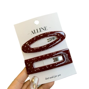 Lot de barrettes à cheveux rouge foncé à pois avec nœuds pour un style élégant