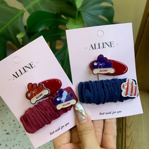 Sweet Woolen Bunny Bowknot Hair Clip And Scrunchie For Women Girls Rhinestone Knit Hairpin Hair Accessories Daily Decoration