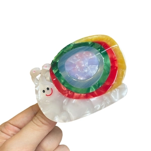 Cute snail acetate hair claw clip with colorful rainbow shell for women's hair styling