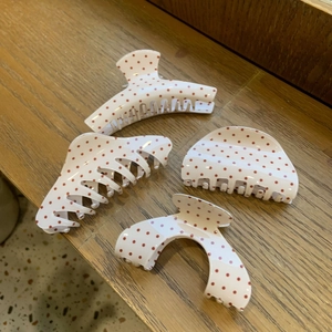 Vintage Acrylic Polka Dot Hair Claw Clip For Women Elegant White Red Dot Geometric Shark Clip Hairpin Hair Accessories