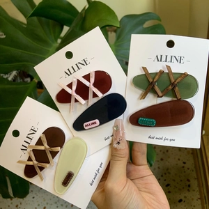 Sweet Ribbon Bow Hair Clips Set For Women Acetate Oval Ducksbill Clips Minimalist Korean Style Elegant Hair Accessories