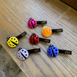 Cute Cartoon Ladybug Acetate Hair Clips For Women Girls Handmade Colorful Insect Alligator Clips Sweet Rhinestone Hair Accessories