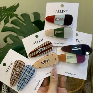 Sweet Acrylic Hair Clips Set Plaid Polka Dot Striped Side Clips Handmade Fashion Hair Accessories For Women Girls Daily