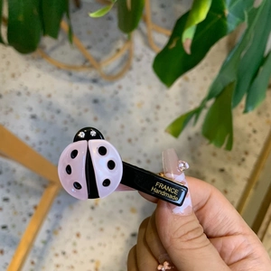 Charming ladybug hair clip with pink purple base and crystal rhinestones for women