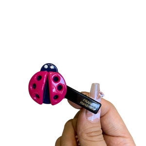 Cute ladybug hair clip in pink and purple with gold France Handmade logo engraving