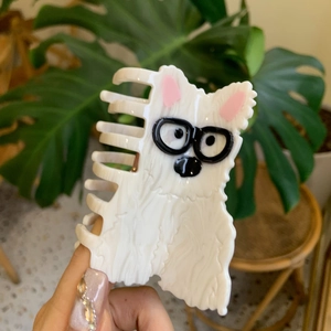 Acetate Hair Claw For Women Cartoon West Highland Terrier Dog Shape Hair Clip Cute Animal Hair Catch Accessories White