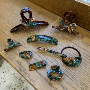 Vintage Acetate Hair Clip Elegant Marble Tortoise Shell Bow Claw Clip French Handmade Polished Hair Accessory For Women