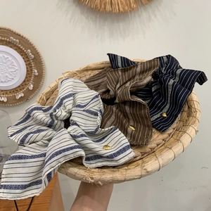 Bohemian Striped Fabric Scrunchie With Square Scarf Bow Knot Elastic Hair Tie Heart Pendant Headwear Women Jewelry
