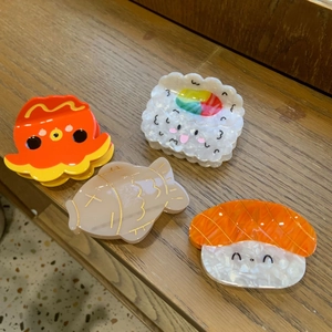 Pinces à Cheveux en Acétate en Forme de Nourriture de Simulation Mignonne Sushi Onigiri Poisson Accessoires Cheveux Drôles Femme