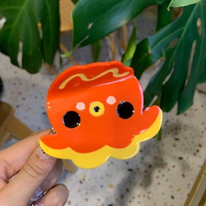 Pince à cheveux pieuvre mignonne en orange et jaune pour coiffure originale