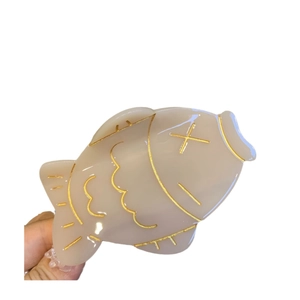 Pince à cheveux mignonne en forme de poisson beige, style japonais Taiyaki kawaii
