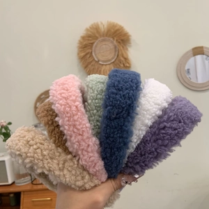 Einfarbig Teddy Plüsch Stirnband Für Damen Weich Lammwolle Haarreif Einfach Breit Dick Haarschmuck Mode Winter Kopfschmuck