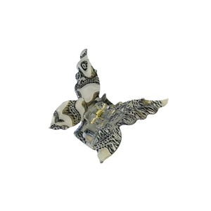 Elegant acrylic butterfly hair claw clip with black and white wavy patterns for women