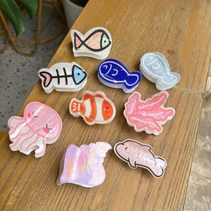Cute Cartoon Ocean Animal Acetate Hair Claw Clips Jellyfish Clownfish Fishbone Shape Sweet Vacation Hair Accessories For Women