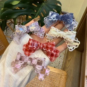 Handmade Acetate Bow Hair Clip Sweet Lace Cut-out Starry Marble Pattern Duckbill Clip Elegant Styling Accessory For Women