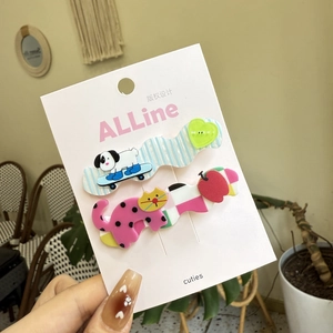 Simpatiche mollette per capelli con gatto e cane, strisce blu e pois rosa vivaci