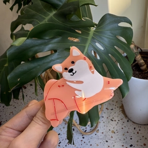 Pince à cheveux Shiba Inu en acétate au fini brillant pour la coiffure des femmes