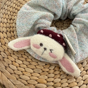 Simpatico Scrunchie in Maglia con Coniglio di Peluche e Cappello a Pois Rossi Grande Elastico per Capelli Donna Gioielli