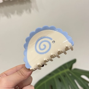 Blue and white swirl hair claw clip with sunflower rhinestone for women hairstyles