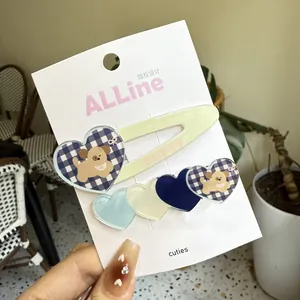 Lot de barrettes coréennes mignonnes avec cœurs et chiot aux couleurs pastel sucrées