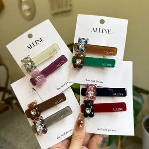 Dulces Pinzas para el Cabello de Oso de Acrílico con Adorno de Strass Lindas Horquillas de Dibujos Animados para Mujeres Niñas