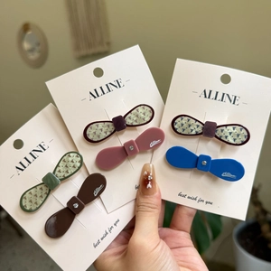 Korean Sweet Bowknot Duckbill Hair Clips Polka Dot Acrylic Rhinestone Handmade Hairpins Cute Side Clips For Women Girls