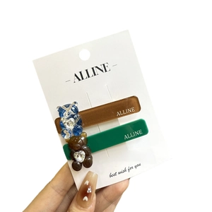 Set de pinzas para el pelo de ositos con diamantes de imitación de corazón y osos resina