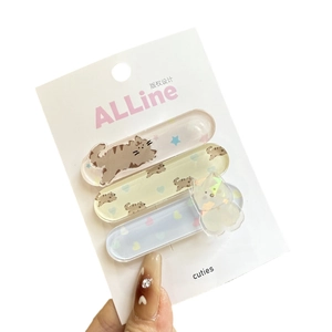Set van 3 doorschijnende acryl haarklemmen met schattige kattenmotieven in pastel