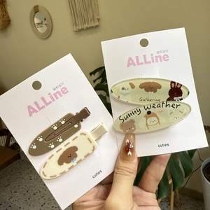 Pinces à Cheveux Mignonnes en Acrylique Motifs Ours Lapin Chien Pinces Bec de Canard sans Couture pour Femmes Filles Maquillage Quotidien Accessoires