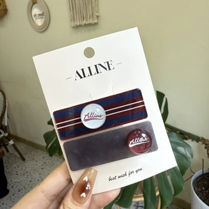 Set di fermagli per capelli a quadretti con perline rotonde in blu navy e viola