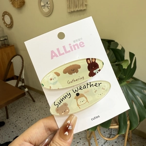 Lot de 2 barrettes à cheveux mignonnes en acrylique ours et lapin sur carte de marque