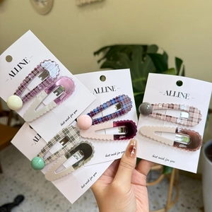 Barrettes à Cheveux BB en Acrylique à Carreaux de Style Coréen Avec Décoration de Perles Épingles à Cheveux à Bord Ondulé Doux