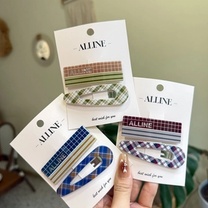 Paire de Barrettes BB en Acrylique à Carreaux et Rayures Style Preppy pour Femmes Fait à la Main Motif Damiers Accessoire Cheveux