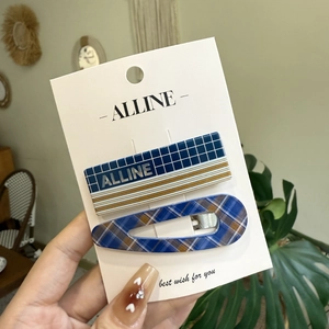 Lot de barrettes à cheveux à carreaux bleu marine et rayures de style classique