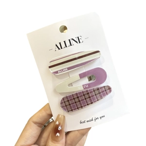 Three-piece set of elegant plaid and striped hair clips in autumn collegiate style for women