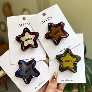 Pince à Cheveux Étoile Pentagramme en Métal Faite à la Main Couleur Contrastée Fil Enveloppé Pince Bec de Canard Accessoire de Cheveux Femme