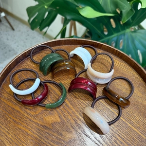 Chic Resin Oval Hair Ties Double Layer Elastic Hair Bands Geometric Hair Ropes For Women Girls Daily Minimalist Style