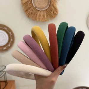 Vintage Padded Sponge Headband Cotton Fabric Wide Hairband Heightening Crown Hair Accessory For Women Girls Casual Style Handmade