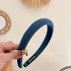 Thick sponge headband in Morandi blue with soft cotton fabric and handmade label